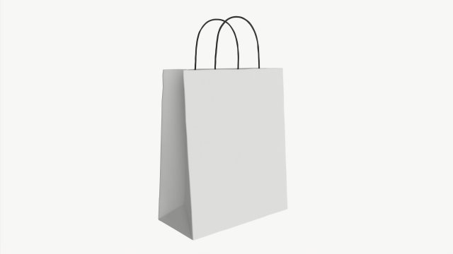 White paper bag with handles 03 3D Модель .c4d .max .obj .3ds .fbx .stl .blend 