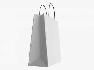 White paper bag with handles 03 3D Модель