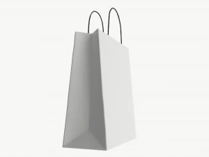 White paper bag with handles 03 3D Model