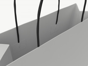 White paper bag with handles 03 3D Модель