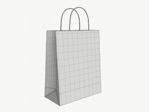 White paper bag with handles 03 3D Модель