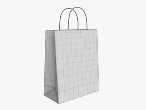 White paper bag with handles 03 3D Model