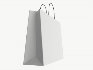 White paper bag with handles 04 3D Model
