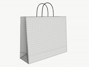 White paper bag with handles 04 3D Model