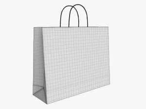 White paper bag with handles 04 3D Model