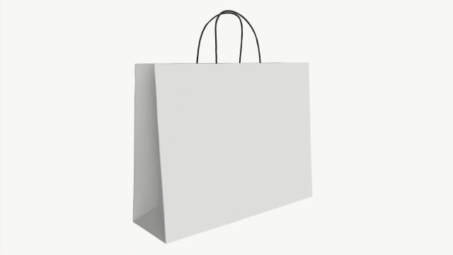 White paper bag with handles 05 3D 模型 .c4d .max .obj .3ds .fbx .stl .blend 
