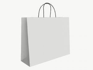 White paper bag with handles 05 3D Model