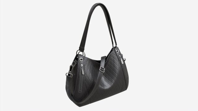 Women shoulder black leather bag Model 3D .c4d .max .obj .3ds .fbx .stl .blend 