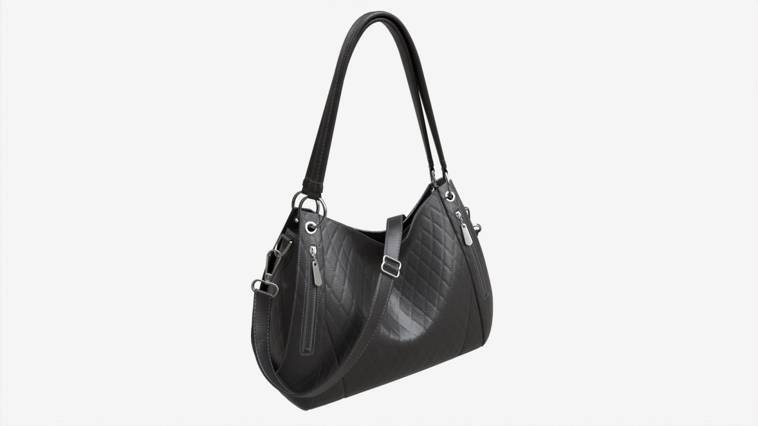 Women shoulder black leather bag 3D Model .c4d .max .obj .3ds .fbx .stl .blend 