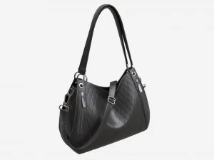 Borsa a tracolla da donna in pelle nera Modello 3D