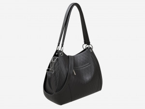 Women shoulder black leather bag Model 3D