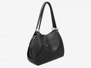 Women shoulder black leather bag 3D Model