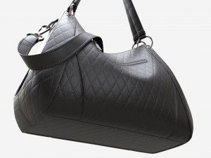 Women shoulder black leather bag Model 3D