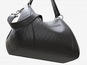 Women shoulder black leather bag 3D Model