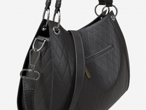 Women shoulder black leather bag Model 3D