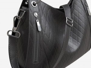 Women shoulder black leather bag Model 3D