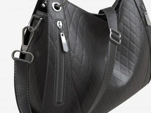 Women shoulder black leather bag 3D Model