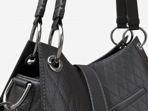 Women shoulder black leather bag Model 3D