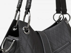 Women shoulder black leather bag 3D Model