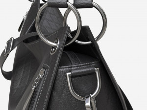 Women shoulder black leather bag Model 3D