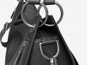Women shoulder black leather bag 3D Model