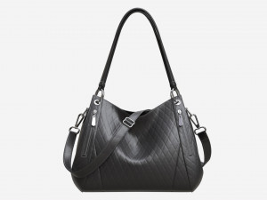 Women shoulder black leather bag Model 3D