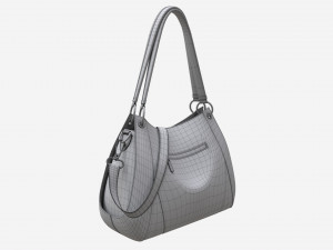 Women shoulder black leather bag Model 3D