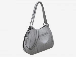 Women shoulder black leather bag 3D Model