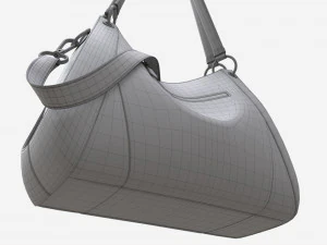 Women shoulder black leather bag 3D Model