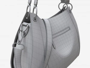 Women shoulder black leather bag 3D Model