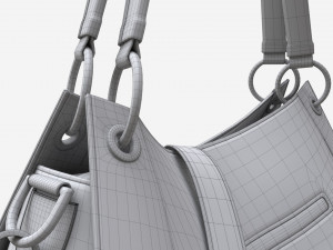 Women shoulder black leather bag Model 3D
