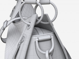 Women shoulder black leather bag Model 3D