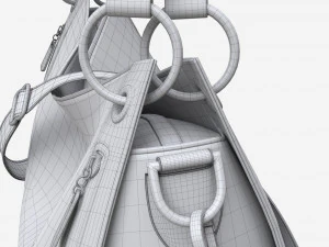 Women shoulder black leather bag 3D Model