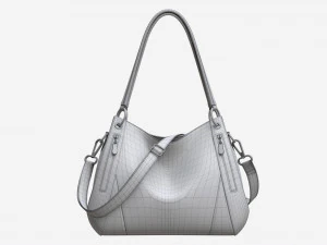 Women shoulder black leather bag 3D Model