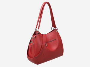Women shoulder red leather bag Model 3D