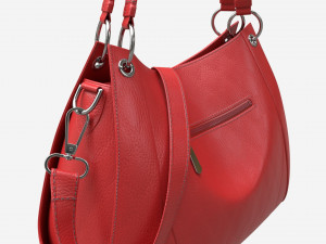 Women shoulder red leather bag Model 3D