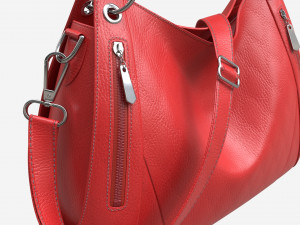 Women shoulder red leather bag Model 3D