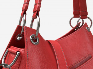 Women shoulder red leather bag Model 3D