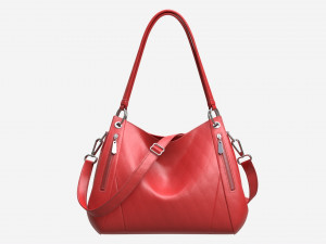 Women shoulder red leather bag Model 3D