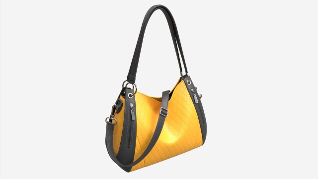Women shoulder yellow leather bag Model 3D .c4d .max .obj .3ds .fbx .stl .blend 