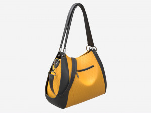 Women shoulder yellow leather bag Model 3D
