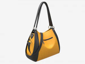 Bolsa feminina de ombro em couro amarelo Modelo 3D