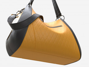 Women shoulder yellow leather bag Model 3D