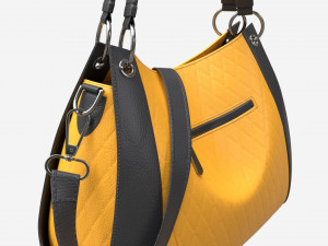 Women shoulder yellow leather bag Model 3D