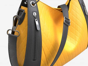 Bolsa feminina de ombro em couro amarelo Modelo 3D