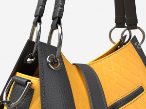 Women shoulder yellow leather bag Model 3D
