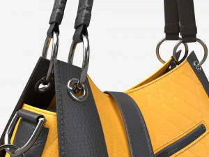 Bolsa feminina de ombro em couro amarelo Modelo 3D