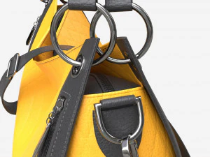 Bolsa feminina de ombro em couro amarelo Modelo 3D
