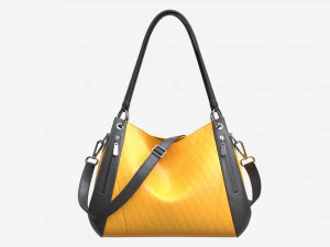 Bolsa feminina de ombro em couro amarelo Modelo 3D