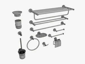 Bathroom Accessories Rack Shelf Hanger Wall Mount 3D Model